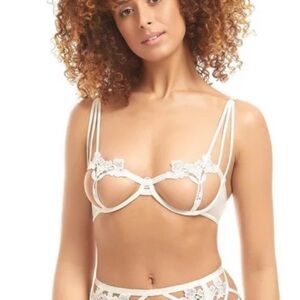 New! Bluebella Nova open cup cage bra floral white ivory 10829